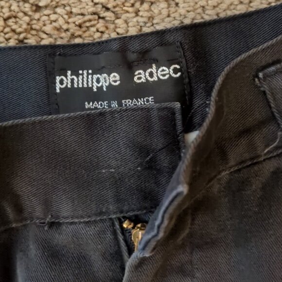 Vintage Philippe Adec Steampunk French Denim Size 38 Missing Button 26" Waist - Picture 5 of 7